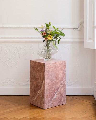 Colonne travertin rosée - table d'appoint - 50cm