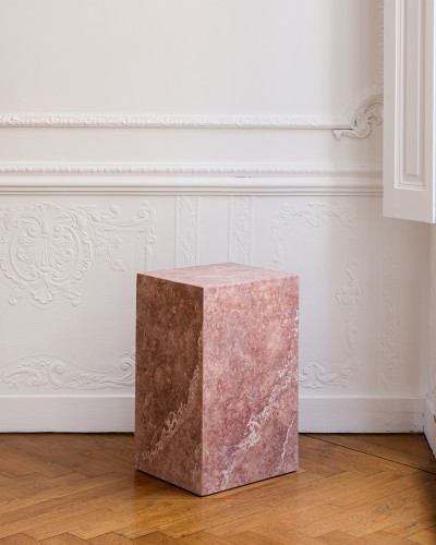 Colonne 50cm, table d'appoint travertin Rosé