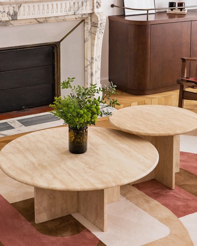Round Travertine Coffee Table | Sophia Model