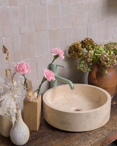 Travertine round tub | Model Lola