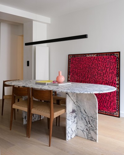 Table à Manger Oblong en marbre Calacatta 220x100cm | Modèle Maja