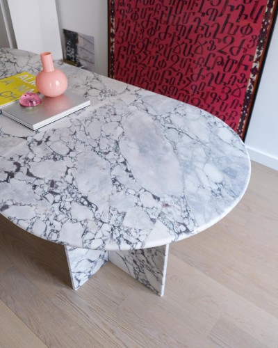Table à Manger Oblong en marbre Calacatta 220x100cm | Modèle Maja