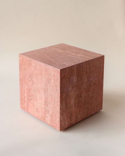 Cube en marbre travertin - Table d'appoint ou table de nuit