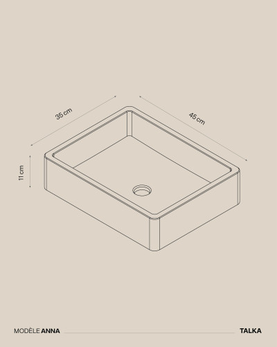 Rectangular Pink Travertine Sink | Anna Model