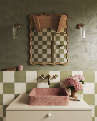 Rectangular Pink Travertine Sink | Anna Model