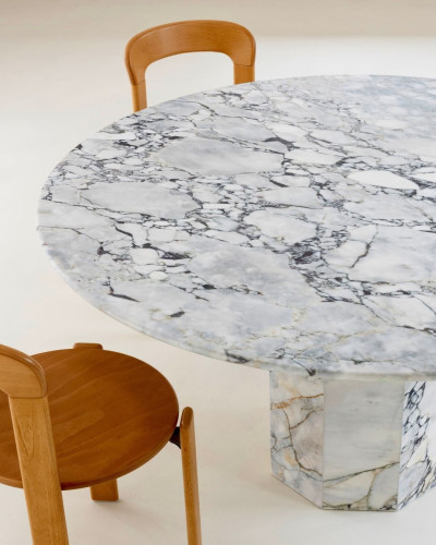 Table à Manger ronde en Marbre Calacatta | Modèle Grace