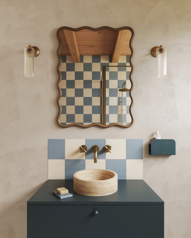 Lola Round Mini Washbasin in Travertine