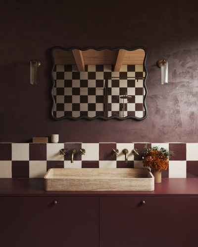 Beige travertine double basin | Anna