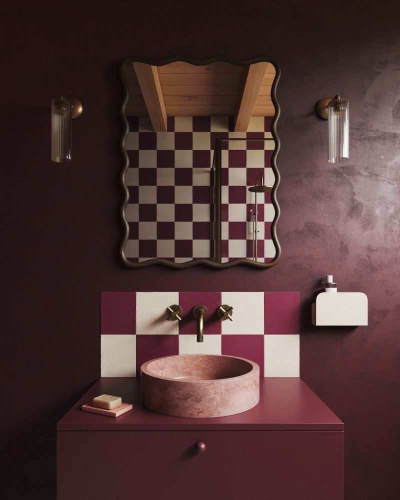 Round basin in Pink Travertine | Lola model
