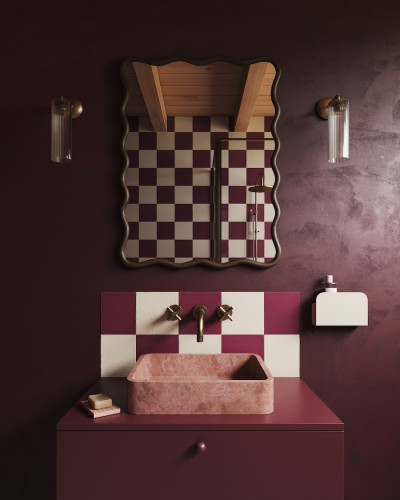 Rectangular Pink Travertine Sink | Anna Model