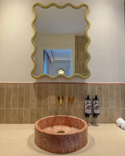 Vasque ronde en Travertin Rosé | Modèle Lola