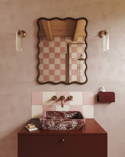 Vasque Rectangulaire en Marbre Rosso Levanto | Modèle ANNA