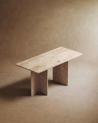Connor Desk 160 × 75 cm in Beige Travertine