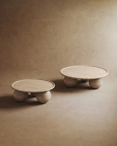Grande table basse en travertin - 120 cm
