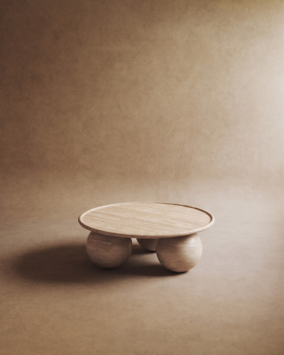 Table basse travertin beige Perla - 100 cm