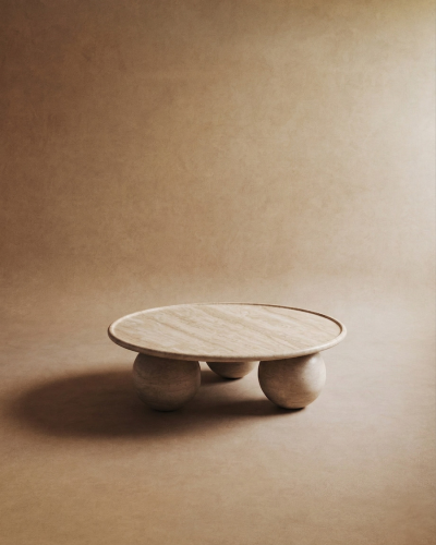 Grande table basse en travertin - 120 cm