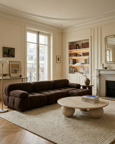 Grande table basse en travertin - 120 cm