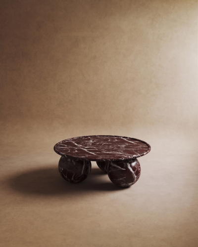 Table basse marbre rouge Perla - 100 cm