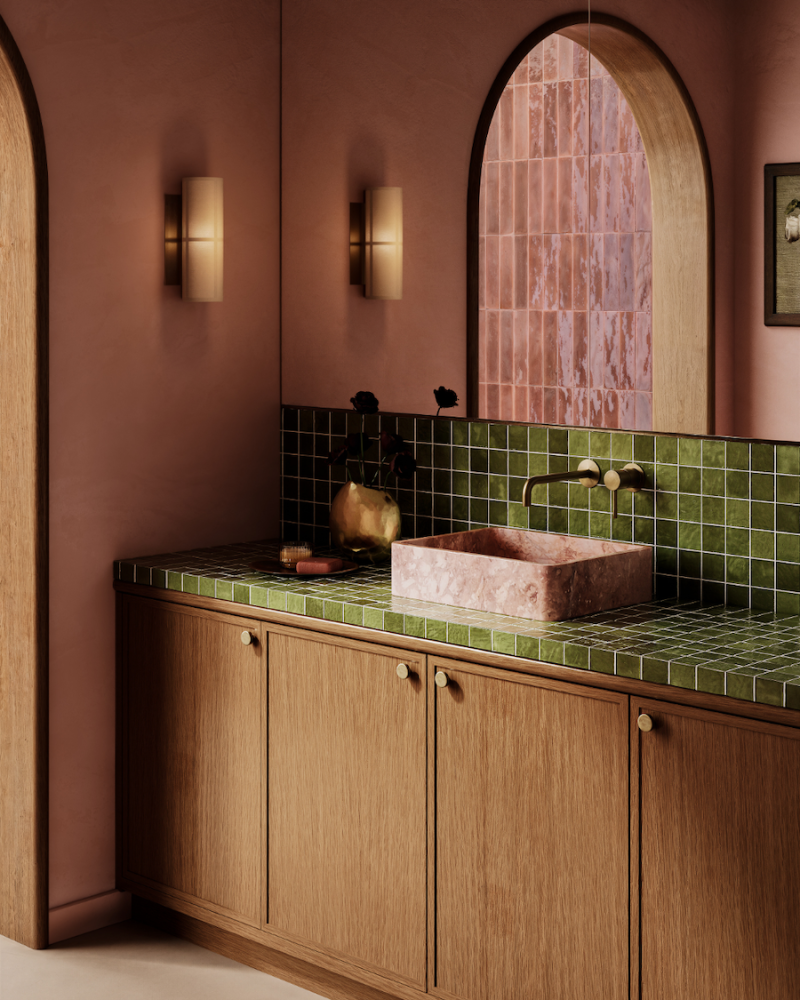 Rectangular Pink Travertine Sink | Anna Model