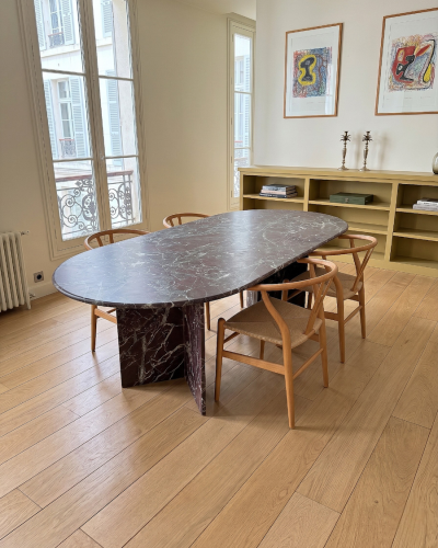 Red marble dining table