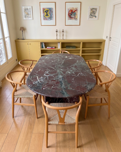 Red marble dining table