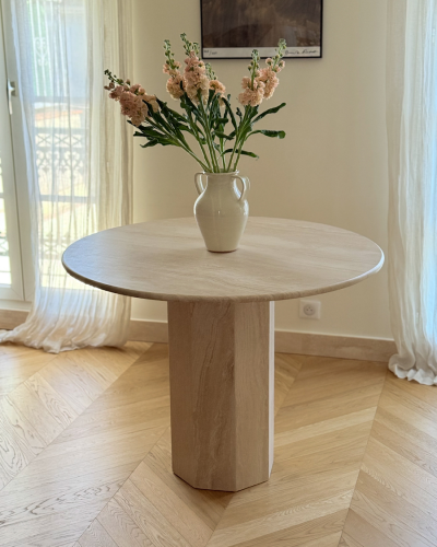 Round Travertine Dining Table | GRACE Model