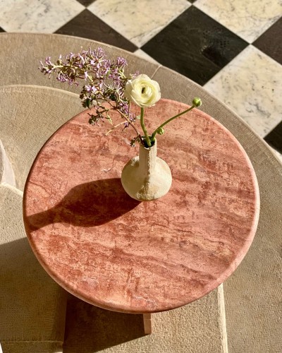 Pink Travertine Side Table | Paola Model