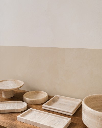 Beige Travertine Oblong Tray | Pio Model