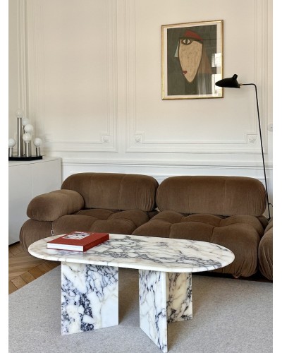 Table basse ovale en marbre Calacatta -  120x60cm