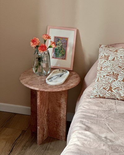 Pink Travertine Side Table | Paola Model