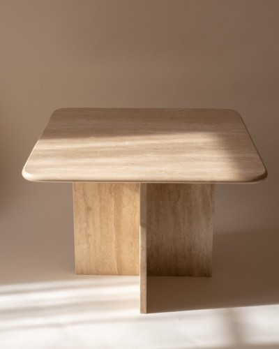 Roma - Table basse carrée travertin Beige
