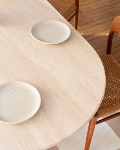Table à Manger Oblong en Travertin 180x90cm | Modèle Maja