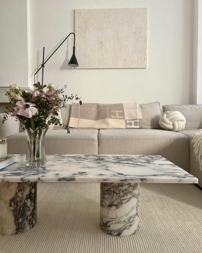 Théna - Table basse rectangle marbre Calacatta