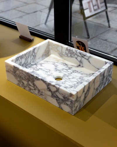 Anna - Vasque rectangle en marbre Calacatta