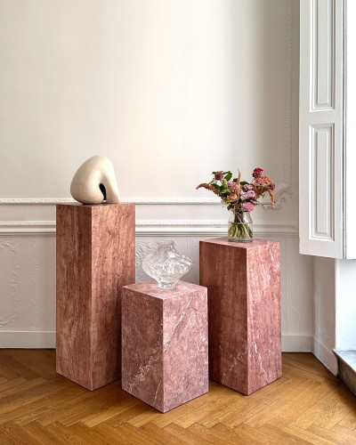 Colonne 90cm, table d'appoint travertin Rosé